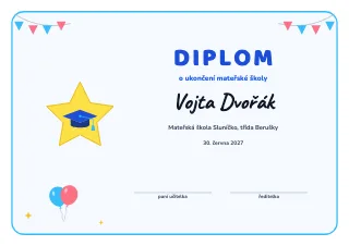 Vzor diplomu: Diplom o ukončení školky