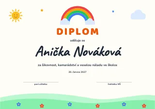 Vzor diplomu: Diplom pro školkáka