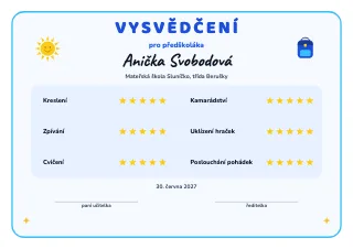 Vzor diplomu: Vysvědčení s hvězdičkami