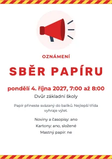 Vzor plakátu: Oznámení