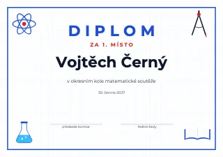 Vzor diplomu: Olympiády a soutěže