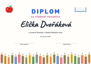 Vzor diplomu: Konec školního roku