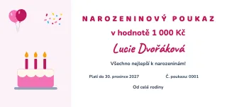 Vzor dárkového poukazu: Poukaz k narozeninám