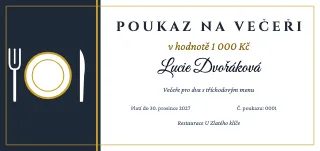 Vzor dárkového poukazu: Poukaz na večeři