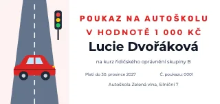 Vzor dárkového poukazu: Poukaz na autoškolu