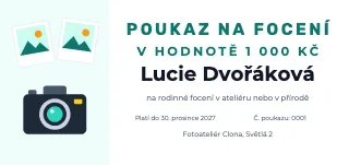 Vzor dárkového poukazu: Poukaz na focení