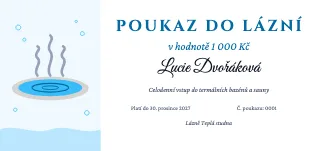Vzor dárkového poukazu: Poukaz do lázní